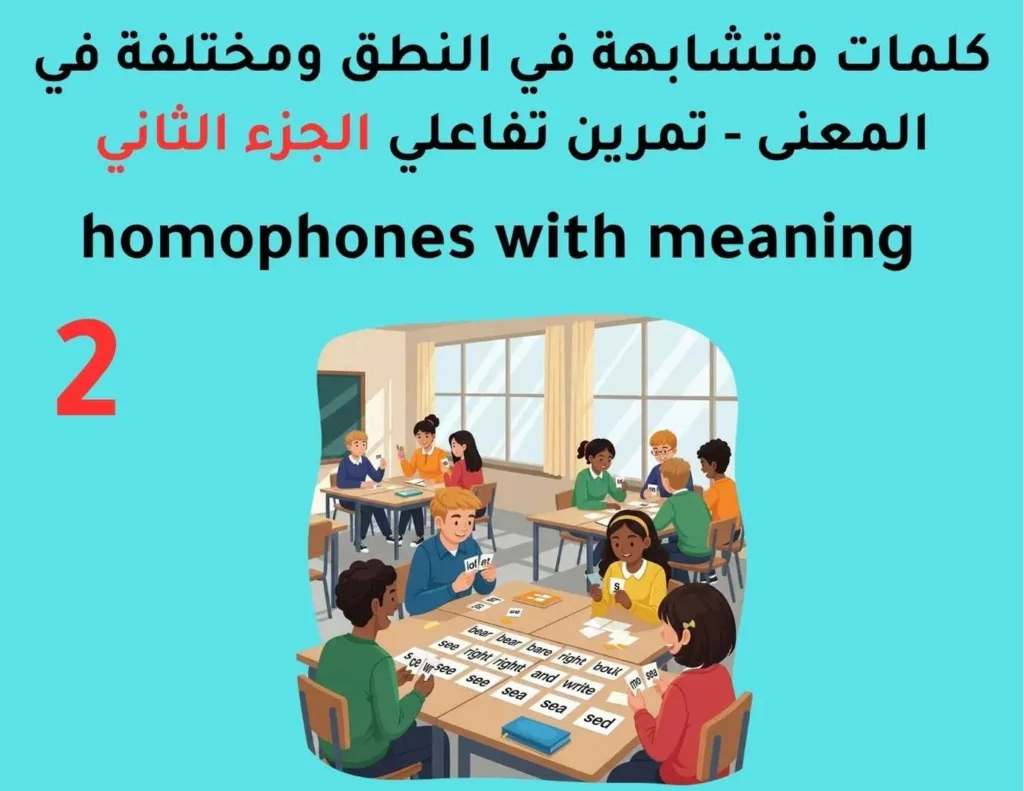 تمرين تفاعلي كلمات انجليزية متشابهه في النطق ومختلفة في المعنى - الجزء الثاني